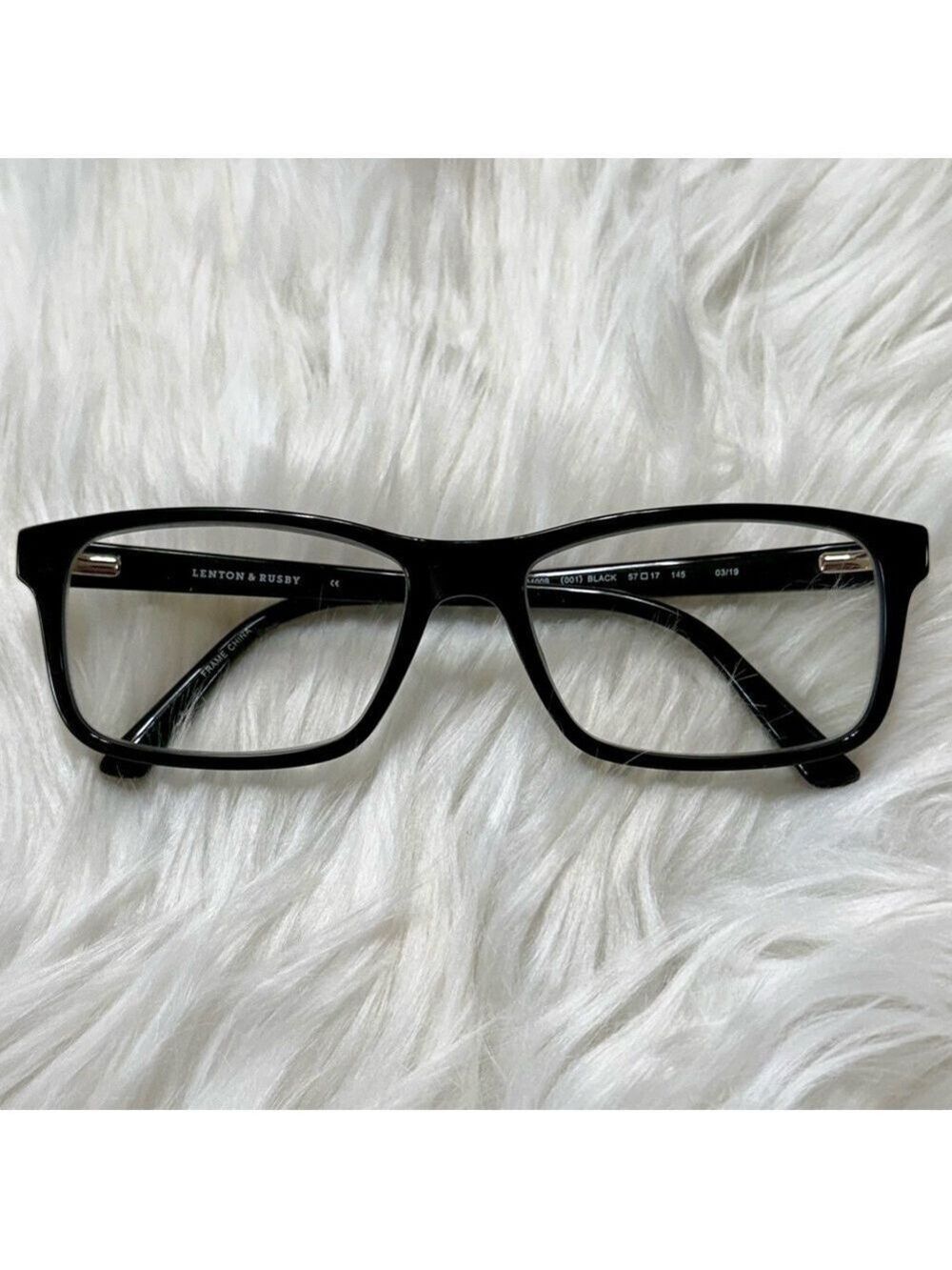 Black Rectangle Plastic Eyeglasses Frames Eyewear Unisex Lenton & Rusty